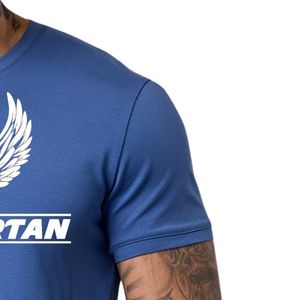 Camiseta deportiva con estampado gráfico azul real para hombre, cuello redondo, manga corta, atlética, para gimnasio, entrenamiento, ropa deportiva informal - Product Image 3