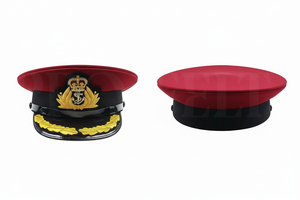 Customized Color Wool Blend Visor Cap Classic Uniform Style Embroidered Badge Design Adjustable Flat Top Headwear for <b>Men</b> - Product Image 2