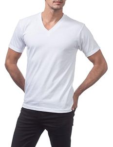 Camiseta cómoda para hombre con cuello en V, tejido de mezcla de algodón, corte regular y estilo casual de manga corta - Product Image 3