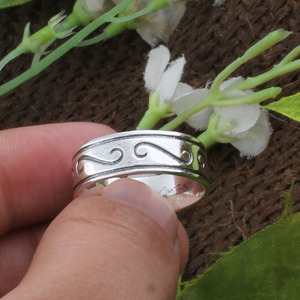 Handmade 925 Sterling <b>Silver</b> Beaded <b>Stacking</b> <b>Ring</b> Artisan Design Bezel Setting Minimalist Boho Wedding Jewelry Wholesale - Product Image 2