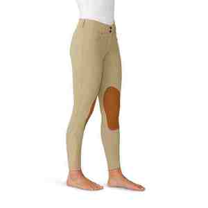 2026 Pantalon d'équitation pour femme taille haute longueur intégrale avec protections aux genoux, fermeture boutonnée, couleur unie - Product Image 3