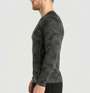 T-shirt de compression camouflage pour homme, col rond, coupe ajustée, pour le yoga, le sport, le fitness et l'entraînement, haut de protection anti-UV - Product Image 4