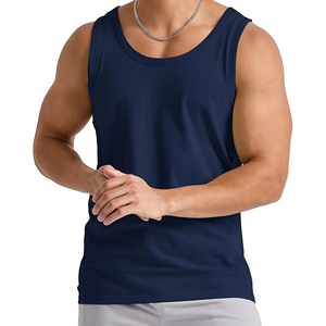 Débardeur de sport pour homme en Spandex/Polyester, col rond, sans manches, séchage rapide, logo brodé, décontracté, écologique, respirant - Product Image 1