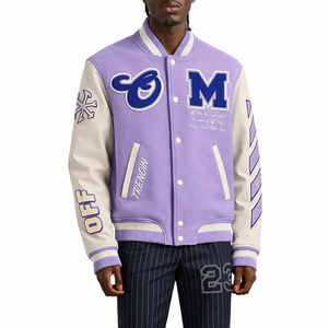 Factory Price Custom Women's 100% <b>Wool</b> Chenille Embroidery Letterman Baseball Varsity Cropped Jacket Streetwear Style - Product Image 6