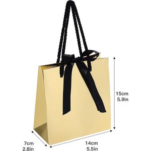 10 sacchetti regalo in carta dorata per gioielli con manici, 5,5x2,8x5,9 pollici - Product Image 4