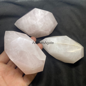 Presse-papiers en cristal de quartz rose naturel, double pointe polie, pierre précieuse de guérison, décoration de bureau, vente en gros - Product Image 3
