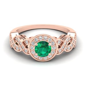 Bague REYES Dainty en argent sterling 925 avec émeraude ronde de 0,5 carat et halo de moissanite pour femme, bijou classique - Product Image 1