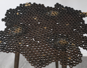 Trending Hammered Design <b>Copper</b> Antique Finished Aluminum metal Coffee <b>Table</b> Side <b>Table</b> Set With 3 Legs for Standing Use - Product Image 6