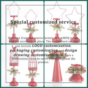 Juego de tres portavelas metálicos rojos de estilo jaula de pájaros para decoración navideña, mesa de comedor, sala de estar y eventos. - Product Image 6