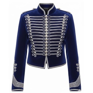 Men's <b>Black</b> <b>Wool</b> Hussar Jacket With Gold Embroidery Stand Collar Formal Winter <b>Coat</b> Short Length Slim Fit - Product Image 4