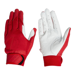 Best Selling Customizable Leather Baseball/Softball Batting <b>Gloves</b> Left Red/White Color <b>Moisture</b> Wicking Lightweight Custom Logo - Product Image 5