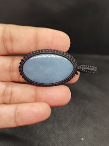 Collier en macramé fait main, chaîne réglable, goutte d'eau vintage, jaspe Anjelite, bijoux tressés bohèmes - Product Image 5