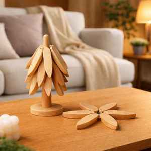 Posavasos de madera, accesorios de mesa, decoración del hogar, posavasos clásicos de madera para té y café de Universal Overseas - Product Image 3