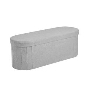 Teddy Fleece <b>End</b> <b>Bed</b> <b>Bench</b> Large Foldable Ottoman Chest 660 Lbs Support Grey Upholstered <b>Storage</b> Space for Living Room Entryway - Product Image 1