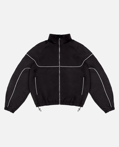 Ensemble de survêtement pour homme, veste zippée à col montant, pantalon coupe décontractée, bandes réfléchissantes, nylon tissé léger, résistant à l'eau, pour l'entraînement - Product Image 4