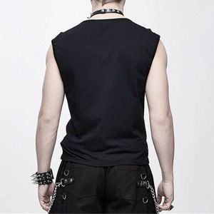 Camiseta sin Mangas Estilo Punk Gótico para Hombre, Chaleco con Costuras Negras, Venta al Por Mayor - Product Image 2