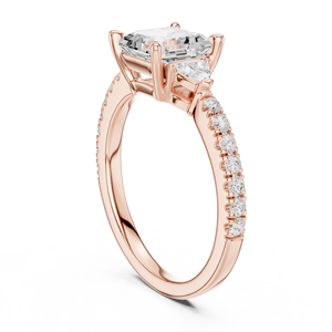 Best Price Prong Set Asscher Cut Lab Grown Diamond <b>Ring</b> For Girls <b>Crafted</b> From 14K Rose Gold Wholesale OEM Fine Jewelry Supplier - Product Image 3