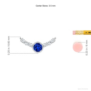 2.9G 14K Pure <b>Gold</b> Real Round 0.15Ctw Blue Sapphire With 0.11 Ct Diamond Curved Bar <b>Pendant</b> Vintage Inspired Top Quality <b>Pendant</b> - Product Image 3