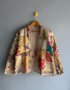 Veste matelassée patchwork pour femme, en coton, broderie à la main, manches longues, style automne, longueur normale, cadeau pour elle - Product Image 1