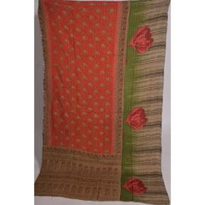 Handmade Kantha <b>Quilt</b> Vintage Floral Cotton Indian Boho Bedspread Reversible Blanket Eco-Friendly Washable All-Season Home Decor - Product Image 1