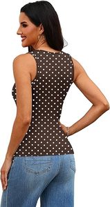 Top Corto Casual de Mujer con Cuello Redondo y Estampado de Puntos, Estilo Transpirable de Algodón y Spandex Tejido - Product Image 3