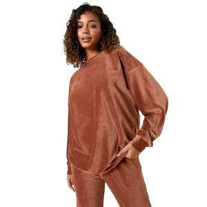 <b>Women's</b> <b>Blue</b> Hooded <b>Fleece</b> Tracksuit Set Casual Long Sleeve Joggers Full Length Loose Fit Solid Color Everyday Wear - Product Image 6