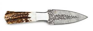 Outil utilitaire personnalisé avec manche en véritable bois de cerf, bolster poli et acier Damas fixe - Product Image 2