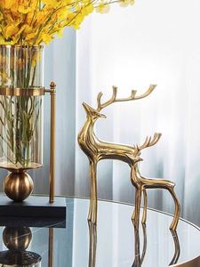 <b>Light</b> Luxury Natural Purple Crystal Stone Brass Sika Deer Art Deco Modern Ornaments Living Room TV Cabinet Christmas Decoration - Product Image 5