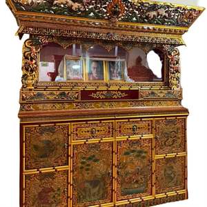 Armario Tradicional Tibetano de Madera Maciza con Diseño de Dragón, Mueble de Almacenamiento Duradero para Decoración del Hogar y Sala de Estar - Product Image 1