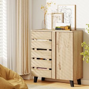 Scarpiera Moderna a 4 Ripiani con Ante a Persiana, Organizzatore Salvaspazio per Esterni - Product Image 1