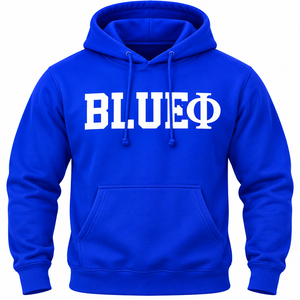 Sudadera con Capucha Blanca para Hombre Phi Beta Sigma con Logotipo Gráfico de Letras Griegas Azules, Sudadera con Cordón Ajustable Personalizada, Informal - Product Image 3