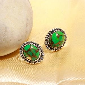 Fashionable Trendy Copper <b>Turquoise</b> Gemstone Sterling Silver Plated <b>Stud</b> <b>Earrings</b> for Women Engagement Jewelry - Product Image 3