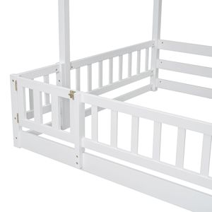 White Pine <b>Solid</b> <b>Wooden</b> Twin Over Full <b>Bunk</b> <b>Bed</b> with Slide Storage Staircase and Safety Guardrails Kids' <b>Beds</b> - Product Image 2