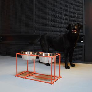 Station d'alimentation surélevée en acier inoxydable pour animaux de compagnie, support double pour gamelles de chien, organisateur de bols pour animaux - Product Image 4