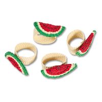 Charmants anneaux de serviette en forme de pastèque, motif fruit tressé en rotin, accessoires de table naturels style bohème, décoration pour cuisine, salle à manger, fête, cadeau