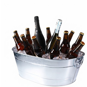 Seau à glace en métal galvanisé au design magnifique, bac à boissons pour fêtes, refroidisseur à vin en fer, panier à boissons avec ouvre-bouteille – En promotion - Product Image 5