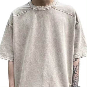 T-shirts vierges délavés à l'acide de haute qualité, coupe oversize à épaules tombantes pour hommes - Product Image 5