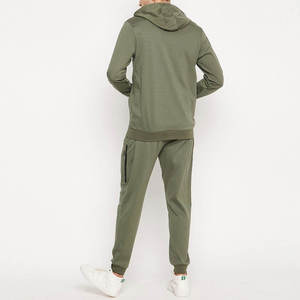 Men Olive <b>Green</b> Tracksuit Full Zip Hoodie Casual Sporty Style Autumn Wear Polyester Regular Fit Side Pockets - Product Image 2