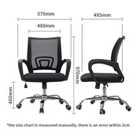 Chaise de bureau ergonomique pivotante en tissu maillé de haute qualité, moderne, économique et confortable, avec base en acier, idéale pour le bureau ou la chambre.