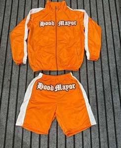 Men's Winter Running Sportswear High Quality <b>Nylon</b> Hooded Short Set <b>100</b>% Cotton Top Selling New Design for Outdoor Sports - Product Image 1