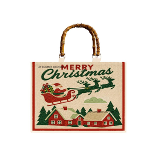 Sac fourre-tout de Noël Grinch tendance, fait main, perlé, avec poignées en bambou, sac de courses ouvert pour les fêtes de Noël - Product Image 4