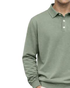 Sudadera Polo Personalizada para Hombre, Color Verde Salvia, Manga Larga, Mezcla de Algodón Suave, Estilo Casual, Cuello Clásico, Ropa de Invierno, Fabricante - Product Image 4