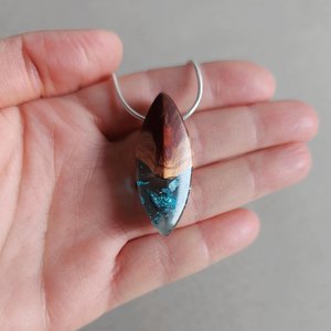 Handmade Resin Wood Pendant Necklace Natural Wood Epoxy Resin Custom Love Wedding Jewelry - Product Image 5