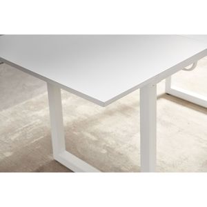 Modern 70.86 W X 31.5 <b>D</b> Square Extendable Dining <b>Table</b> with White Color Metal Leg Space Saving for Kitchen & Living Room - Product Image 5