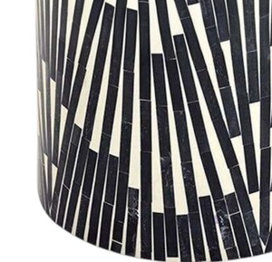 Taburetes Cilíndricos con Diseño de Rayos Solares en Blanco y Negro, Mesa Auxiliar Pequeña con Mosaico de Madreperla Hecho a Mano, Decoración para Sala de Estar y Dormitorio - Product Image 3