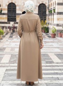 Vestido Largo Elegante y Modesto para Mujer, Manga Larga, Liso, con Cinturón, Estilo Islámico, Informal, Holgado - Product Image 6