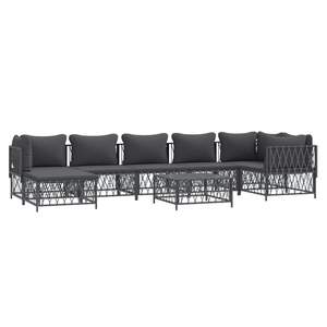 Ensemble de salon de jardin anthracite 6 places, structure en acier, résistant aux intempéries, mobilier d'extérieur au design contemporain - Product Image 5