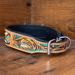 Nuevo personalizado al por mayor de lujo a mano de cuero genuino cómodo Collar de perro mascota de cuero de vaca multiusos Collar de perro acolchado - Product Image 2