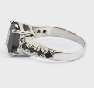 Anillo de Diamante Moissanita Negra de Corte Princesa de 6 Quilates, Plata de Ley 925, Anillo de Compromiso Personalizado y Otras Joyas de Diamantes - Product Image 2
