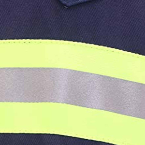 Chemise de travail réfléchissante haute visibilité bleu marine pour homme, manches longues avec bandes jaunes argentées, en coton - Product Image 5